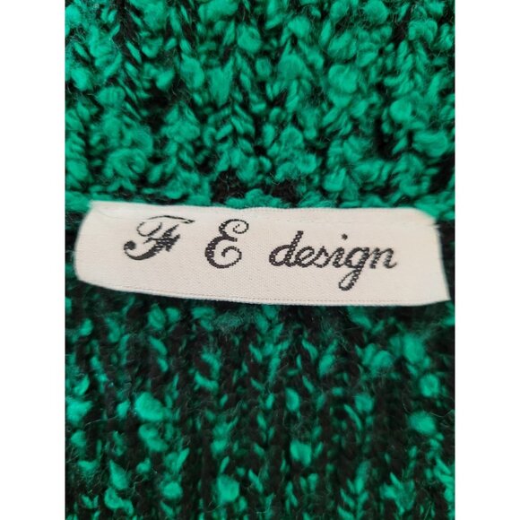 VTG Y2K Green Chunky Cardigan Sweater S Double Breasted V-Neck Oversized Pockets - Picture 6 of 16